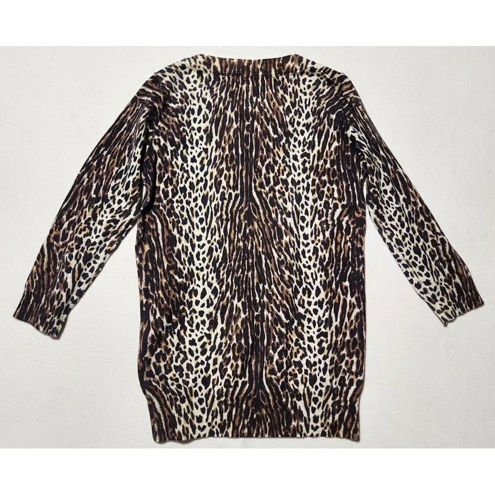 J.‎ CREW leopard Animal Print pullover crew neck SWEATER 100% Merino Wool sz XS